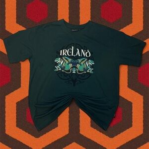 NEW Ireland 🇮🇪 Stitch Celtic Crest Dark Green Oversized Graphic Tee — XL